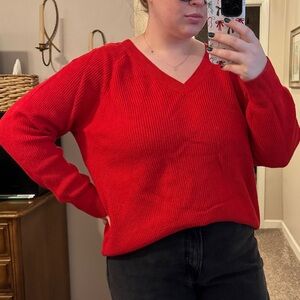 Old Navy Red V-Neck Women's Sweater